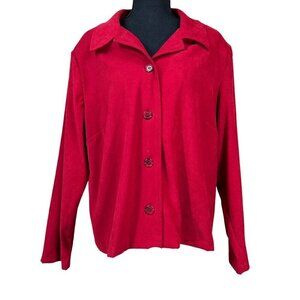 Briggs New York Red Faux Suede Button Front Blazer Jacket Size 1X